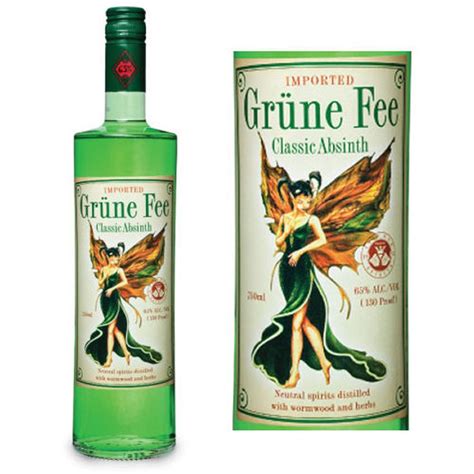 a bottle of grune fee classic absinth with an angel on the front