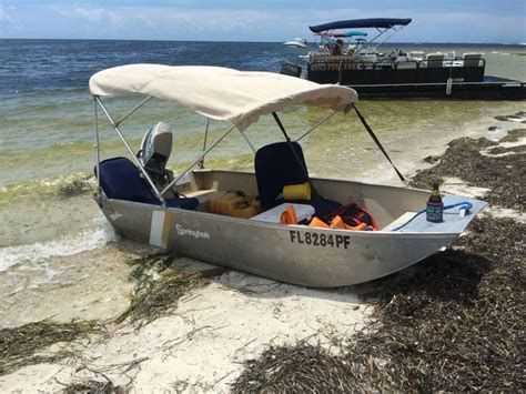 Jon Boat with Bimini top | Boat bimini top, Jon boat, Jon boat modifications