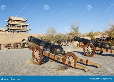 Old Bronze Artilleries Inside the Ancient Castle Stock Photo - Image of ...