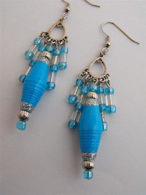 Paper Pearls Jewelry - Blue paper bead earrings $10. | Paper beads necklace, Paper beads diy ...