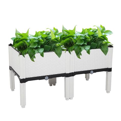 Zimtown Plastic Raised Garden Bed 2PCS Elevated Planter Box White - Walmart.com - Walmart.com