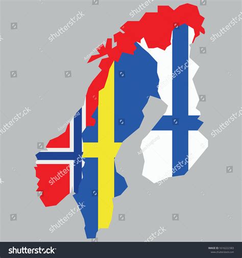 Map Flags Over Nordic Countries Sweden Stock Vector (Royalty Free) 1616222383 | Shutterstock