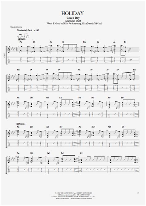 Holiday Green Day Guitar Chords