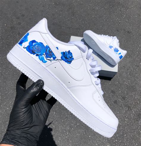 Delicate Blue Rose Design Nike Air Force 1 – B Street Shoes