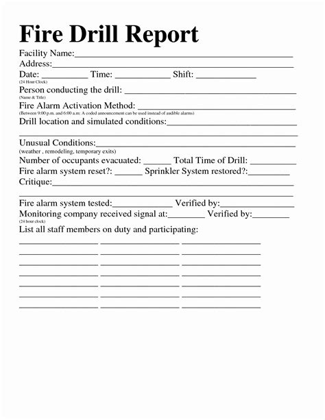 Fire Drill Report Sample