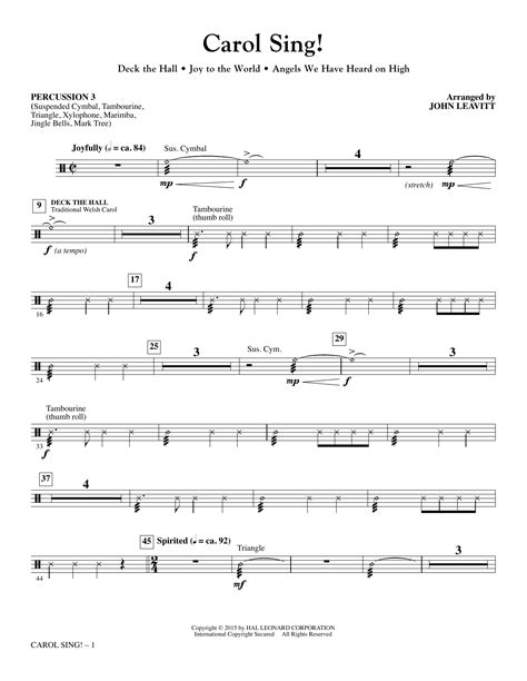 Carol Sing! - Percussion 3 Sheet Music | John Leavitt | Choir Instrumental Pak