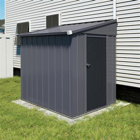 VEIKOUS 4 ft. W x 6 ft. D Metal Storage Lean-to Shed 23 sq. ft. in Gray ...