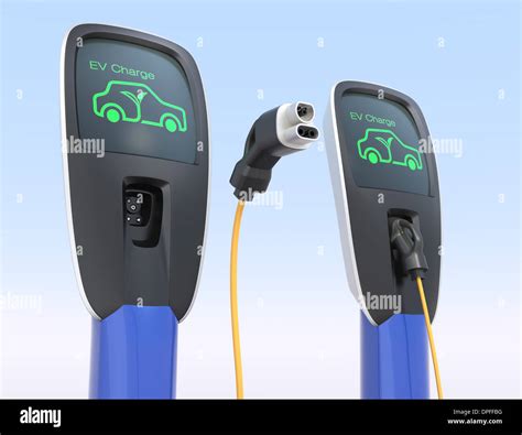 Electric vehicle charging station concept. original design. 3D rendering with clipping path ...