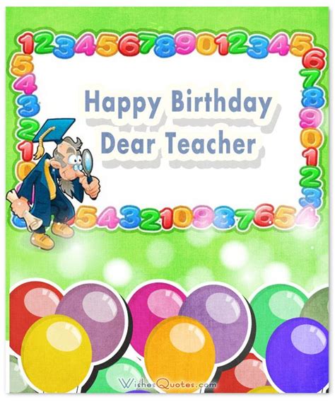 Birthday Wishes For Teacher By WishesQuotes | Birthday wishes for teacher, Happy birthday dear ...