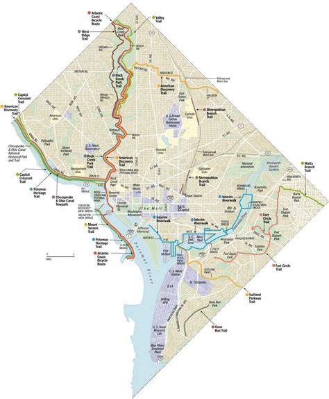 Dc bike trails map - Washington dc bike trails map (District of Columbia - USA)