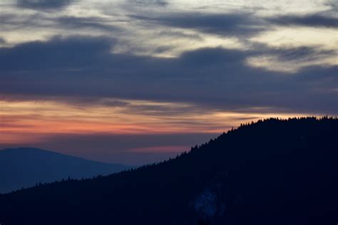 Silhouette of Mountain during Sunset · Free Stock Photo