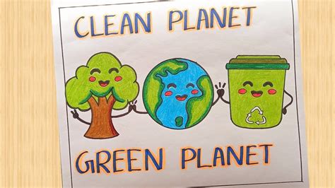 Cleaner Planet Drawing/ Clean Planet Green Planet Drawing/ Clean Earth Drawing - YouTube