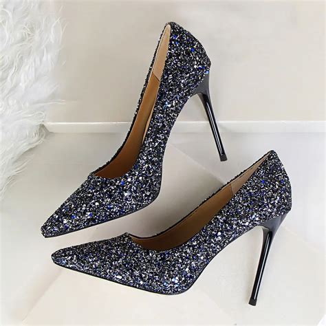 Designer Shoes Women Luxury 2018 Glitter Prom Shoes Sexy High Heels ...