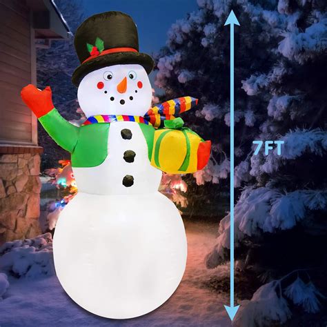 Amazon.com: Joiedomi 7 Foot Snowman Inflatable with Present Gift Box LED Light Up Christmas Xmas ...