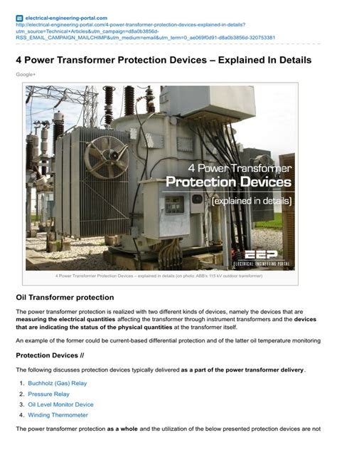 Power Transformer Protection Devices | Transformer | Thermometer