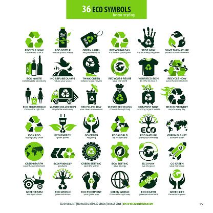 Ilustración de 36 Símbolos Para El Reciclaje Ecológico y más Vectores ...