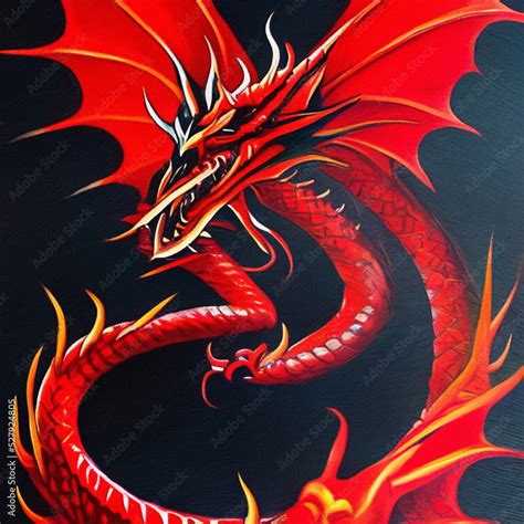 Fantasy evil dragon portrait. Surreal artwork of danger dragon from ...