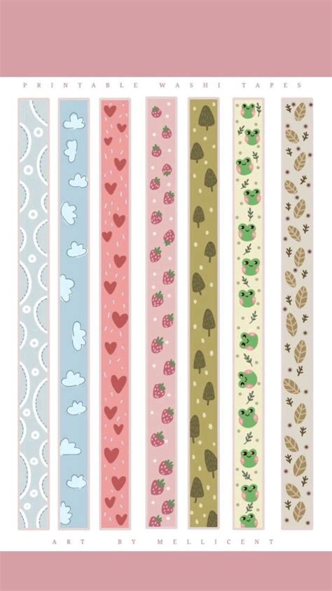 PRINTABLE WASHI TAPES | Bullet journal stickers, Bullet journal diy ...