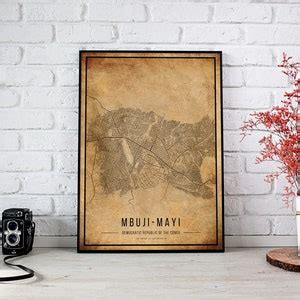 Mbuji-mayi Vintage Map Poster Mbuji-mayi Old Map Grunge - Etsy