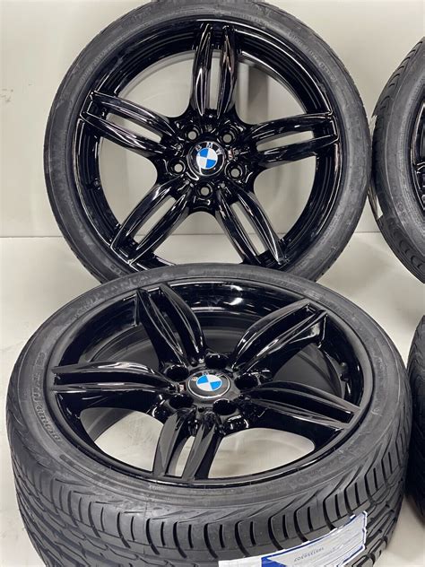 19 INCH OEM GENUINE BMW GLOSS BLACK 5X120 WHEELS RIMS SET 4 PWDR COAT ...