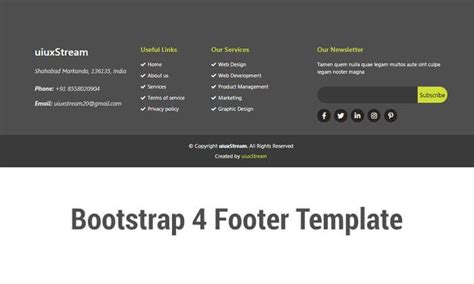 Bootstrap 4 Footer Template Design Free Download | Footer design, Menu template, Bootstrap template