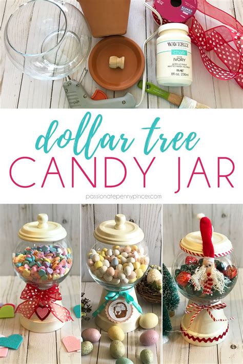 DIY Dollar Tree Candy Jar | Candy jars diy, Dollar tree diy crafts, Diy dollar store crafts