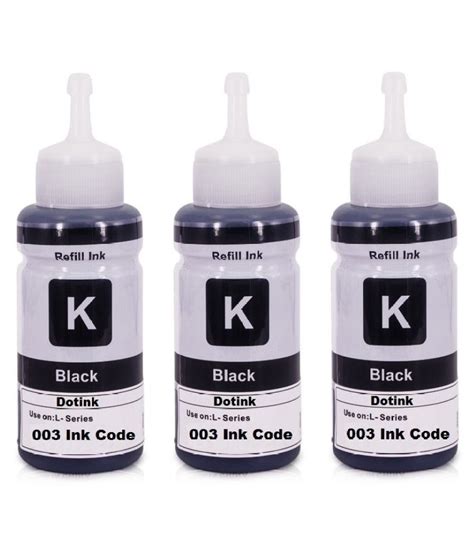 REFILL INK 003 Epson L-Series Black Pack of 3 Ink bottle for Compatible ...