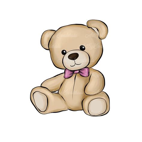 Teddy Bear Clipart, Cute Teddy Bear PNG, Baby Shower Girl, Digital ...