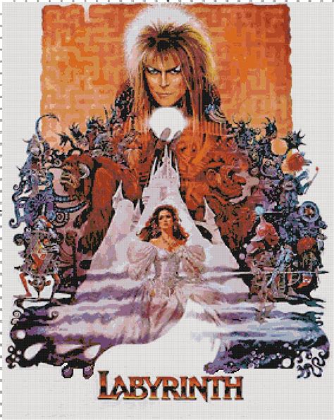 Handmade Vintage Labyrinth Movie Poster PDF Cross-Stitch