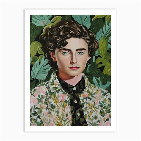 Floral Handpainted Portrait Of Timothee Chalamet Art Print by Bloomed ...