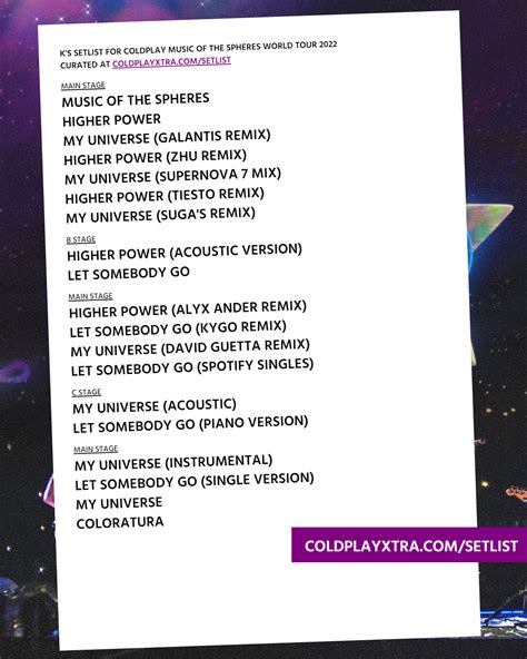 Music of The Spheres World Tour Setlist Predictions - Page 2 - Music of ...