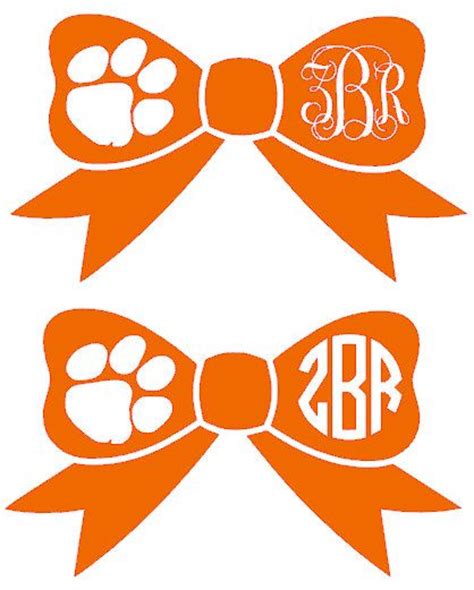 Clemson Paw Monogram Bow Decal | Etsy | Monogram bow, Clemson paw ...