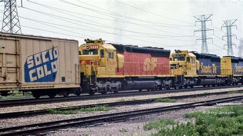 ATSF #5339 (EMD SD45) is at McCook, IL in July 1986. She's resplendent ...