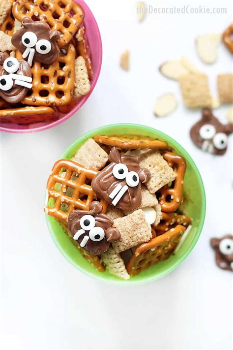 Groundhog day snack mix, a cute and fun treat to serve on Groundhog Day