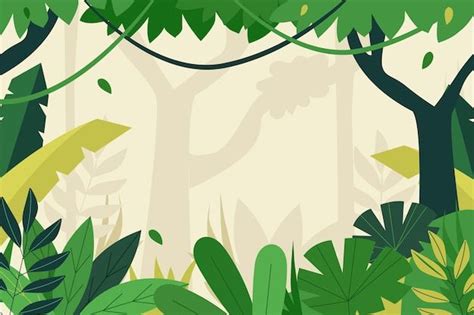 Free Vector | Organic flat jungle background | Jungle illustration, Forest cartoon, Dinosaur ...