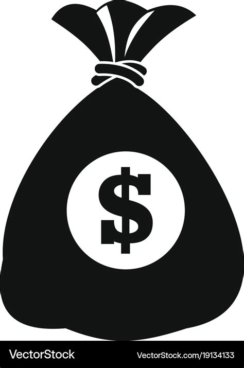 Bag money icon simple black style Royalty Free Vector Image