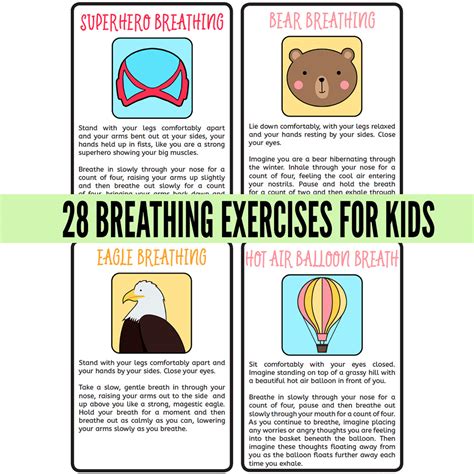 Mindful Breathing Exercises for Kids: Printable Cards - Childhood101 Shop