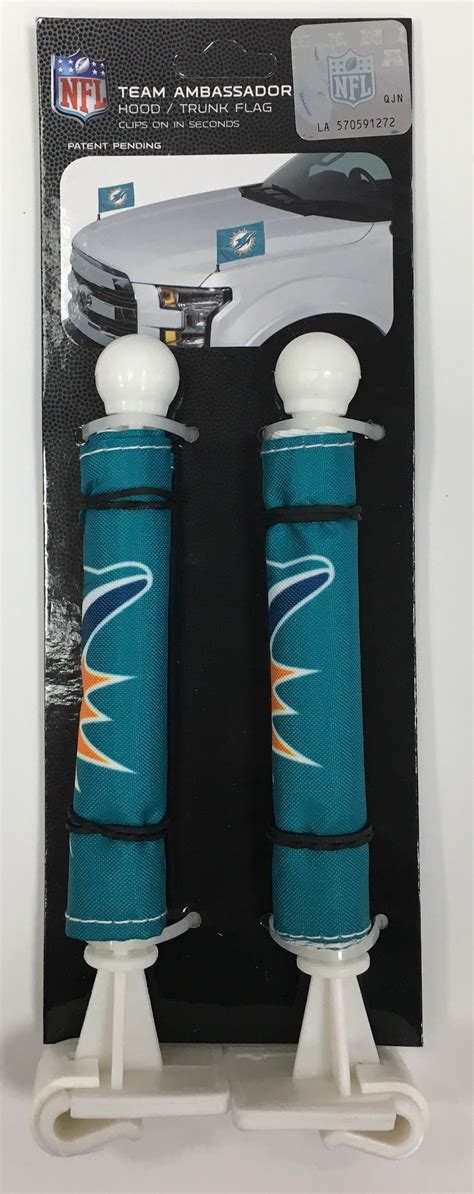 Miami Dolphins Team Ambassador Hood / Trunk Car Flag - Set of 2