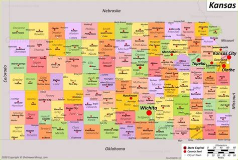 Kansas State Map | USA | Maps of Kansas (KS) | Kansas map, State map ...