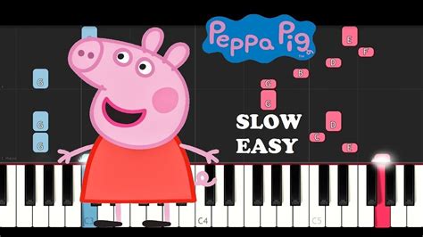 Peppa Pig Theme (SLOW EASY PIANO TUTORIAL) - YouTube