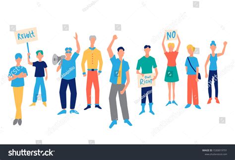 Protesting Cartoon People Signs Vector Illustration Stock Vector ...