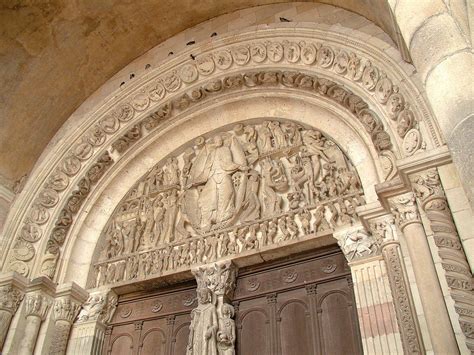 Autun (Saône &Loire) - Cathédrale St-Lazare - tympan du portail - style ...