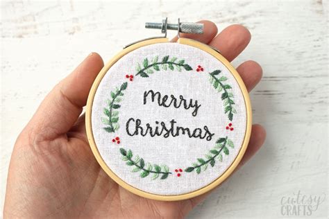 Christmas Embroidery Ornaments with Hoops - Cutesy Crafts