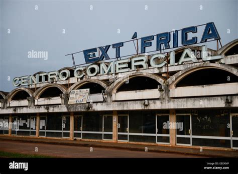 MOZAMBIQUE, Chimoio, Soalpo, abandoned building of Text Africa, a textile factory during ...