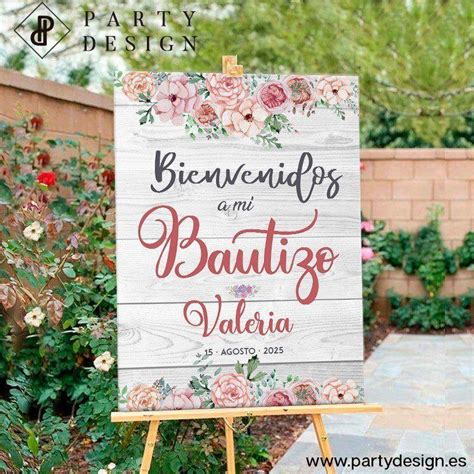 Cartel de bienvenida Bautizo · Madera Floral en 2020 | Carteles de ...