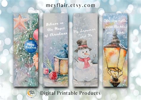 Christmas Bookmarks Printable Winter Scene Christmas Quotes - Etsy