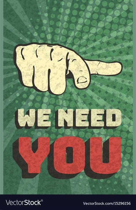 Vintage we need you poster Royalty Free Vector Image