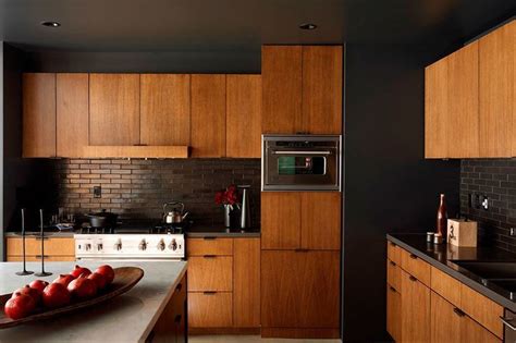 Image result for mid century wood cabinets kitchen | Modern kitchen backsplash, Kitchen ...