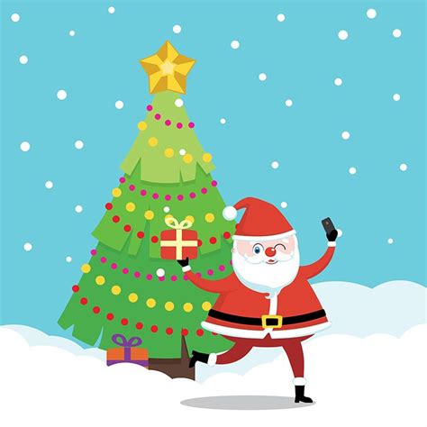 Christmas banner with christmas tree and cartoon santa winter landscape – Artofit