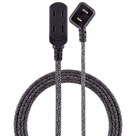 3-Outlet Polarized Power Strip with 15 ft. Braided Cord, Dark Heather ...